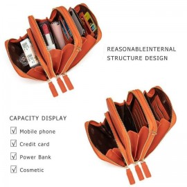 Women PU leather Clutch Bag Card Bag Large Capacity Multi-Pocket Crossbody Phone Bag