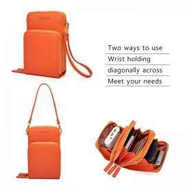 Women PU leather Clutch Bag Card Bag Large Capacity Multi-Pocket Crossbody Phone Bag