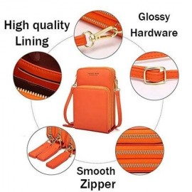 Women PU leather Clutch Bag Card Bag Large Capacity Multi-Pocket Crossbody Phone Bag