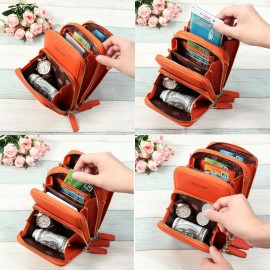 Women PU leather Clutch Bag Card Bag Large Capacity Multi-Pocket Crossbody Phone Bag