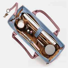 Women Patchwork Multifunction Multi-pocket 13.3 Inch Laptop Key Handbag Shoulder Bag