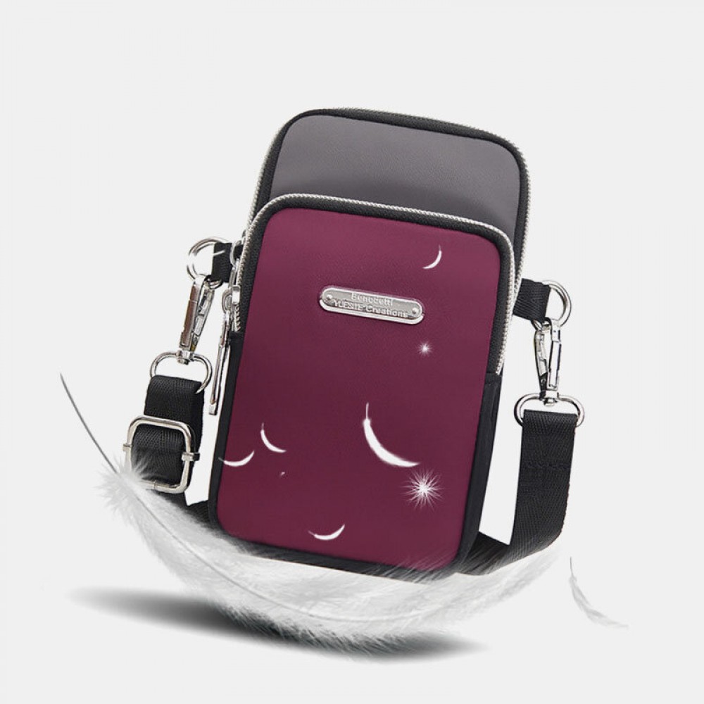 Women Patchwork Waterproof Multifunction Lightweight Multi-Layers Crossbody Bag Sports Phone Bag