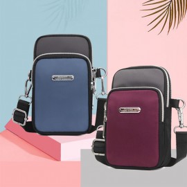 Women Patchwork Waterproof Multifunction Lightweight Multi-Layers Crossbody Bag Sports Phone Bag