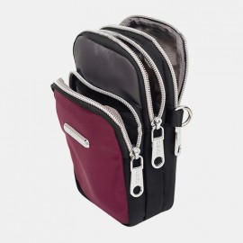 Women Patchwork Waterproof Multifunction Lightweight Multi-Layers Crossbody Bag Sports Phone Bag