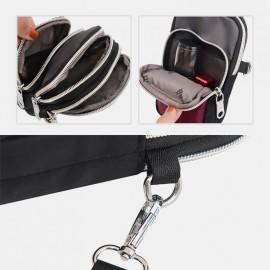 Women Patchwork Waterproof Multifunction Lightweight Multi-Layers Crossbody Bag Sports Phone Bag