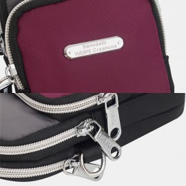 Women Patchwork Waterproof Multifunction Lightweight Multi-Layers Crossbody Bag Sports Phone Bag