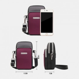 Women Patchwork Waterproof Multifunction Lightweight Multi-Layers Crossbody Bag Sports Phone Bag