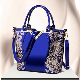 Women Patent Leather Handbag Large Capacity Sequin Casual Crossbody Bag