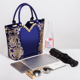Women Patent Leather Handbag Large Capacity Sequin Casual Crossbody Bag