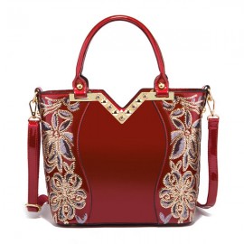 Women Patent Leather Handbag Large Capacity Sequin Casual Crossbody Bag