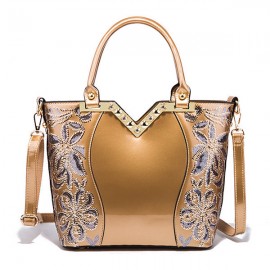 Women Patent Leather Handbag Large Capacity Sequin Casual Crossbody Bag