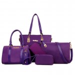 Women Plain Nylon Six-piece Set Handbag Shoulder Bag Clutch Bag