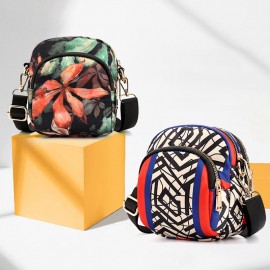 Women Printed Large Capacity Waterproof Multi-pocket Belt Bag Crossbody Bag