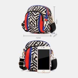 Women Printed Large Capacity Waterproof Multi-pocket Belt Bag Crossbody Bag