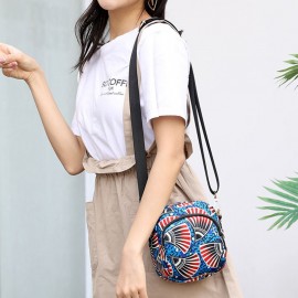 Women Printed Large Capacity Waterproof Multi-pocket Belt Bag Crossbody Bag