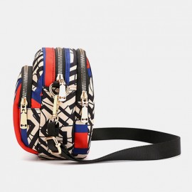 Women Printed Large Capacity Waterproof Multi-pocket Belt Bag Crossbody Bag