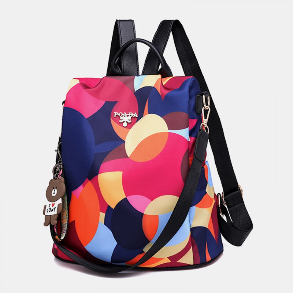 Women Printed Nylon Anti-theft Backpack