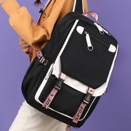 Women Printing USB Charging Large Capacity Backpack Student School Bag