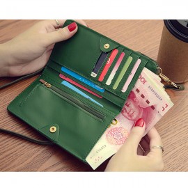 Women Pure Color PU Leather 5.5inch Phone Bag Wallet Crossbody Bag Purse