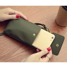 Women Pure Color PU Leather 5.5inch Phone Bag Wallet Crossbody Bag Purse