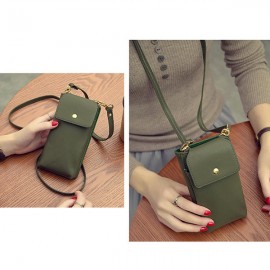 Women Pure Color PU Leather 5.5inch Phone Bag Wallet Crossbody Bag Purse