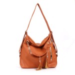 Women Retro Chain PU Leather Tassel Pendant Handbag Backpack Shoulder Bag