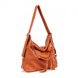 Women Retro Chain PU Leather Tassel Pendant Handbag Backpack Shoulder Bag