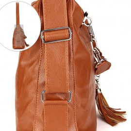 Women Retro Chain PU Leather Tassel Pendant Handbag Backpack Shoulder Bag
