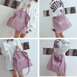 Women Retro Corduroy Zipper Tote Bag Handbag Shoulder Bag