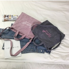 Women Retro Corduroy Zipper Tote Bag Handbag Shoulder Bag