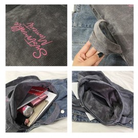 Women Retro Corduroy Zipper Tote Bag Handbag Shoulder Bag