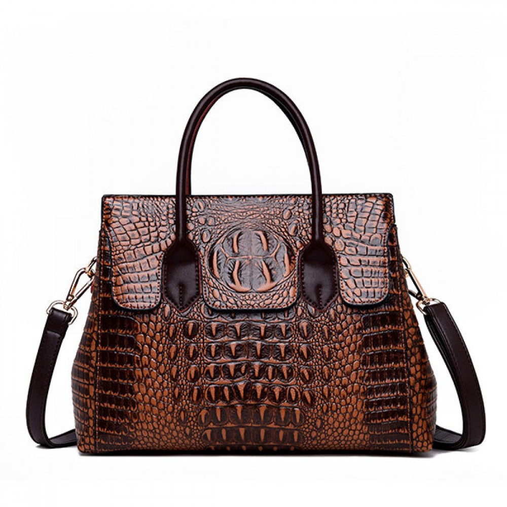Women Retro Crocodile Pattern Handbag PU Leather Crossbody Bag
