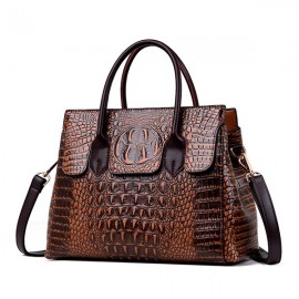Women Retro Crocodile Pattern Handbag PU Leather Crossbody Bag