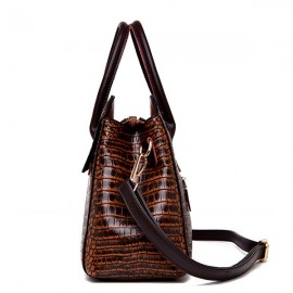 Women Retro Crocodile Pattern Handbag PU Leather Crossbody Bag