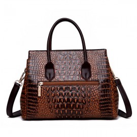 Women Retro Crocodile Pattern Handbag PU Leather Crossbody Bag