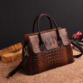 Women Retro Crocodile Pattern Handbag PU Leather Crossbody Bag