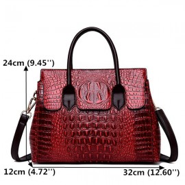 Women Retro Crocodile Pattern Handbag PU Leather Crossbody Bag