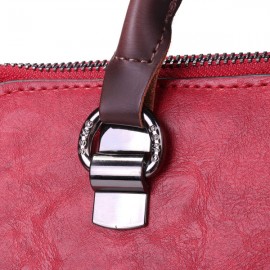 Women Retro Faux Leather Hangdbag Pure Color Large Capacity Korea Style Crossbody Bag