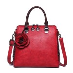 Women Retro Faux Leather Hangdbag Pure Color Large Capacity Korea Style Crossbody Bag