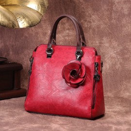 Women Retro Faux Leather Hangdbag Pure Color Large Capacity Korea Style Crossbody Bag