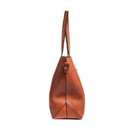 Women Retro Oil Wax Tote Bag Large Capacity Handbag Solid Leisure Crossbody Bag