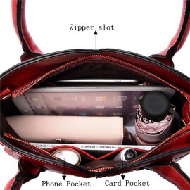 Women Retro PU Leather Handbag Embossed Peony Chinese Style Large Capacity Crossbody Bag