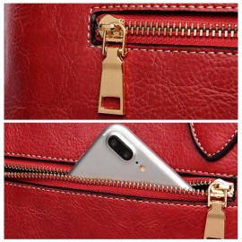 Women Retro PU Leather Handbag Embossed Peony Chinese Style Large Capacity Crossbody Bag
