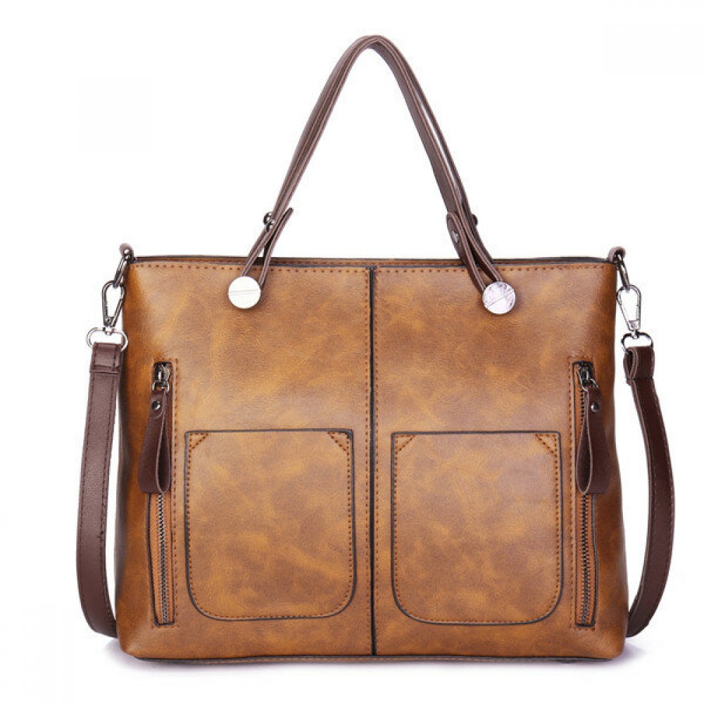 Women Retro Solid Tote Bags Dating Soft Leather Large Capacity Crossbody Bags
