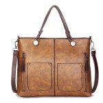 Women Retro Solid Tote Bags Dating Soft Leather Large Capacity Crossbody Bags