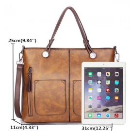 Women Retro Solid Tote Bags Dating Soft Leather Large Capacity Crossbody Bags