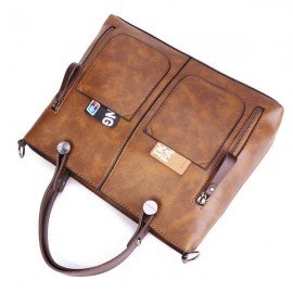 Women Retro Solid Tote Bags Dating Soft Leather Large Capacity Crossbody Bags