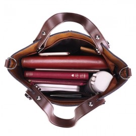 Women Retro Solid Tote Bags Dating Soft Leather Large Capacity Crossbody Bags