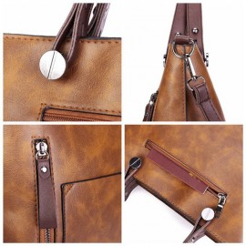 Women Retro Solid Tote Bags Dating Soft Leather Large Capacity Crossbody Bags