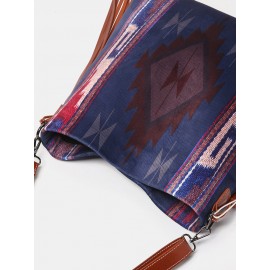Women Retro Tassel Felt Geometric Print Ethnic Handbag Shoulder Bag Tote
